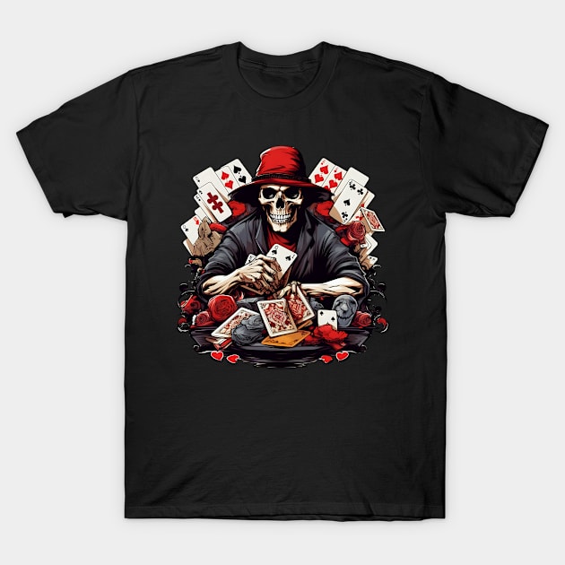 Poker Shirt | Skeleton Playing Poker T-Shirt by Gawkclothing